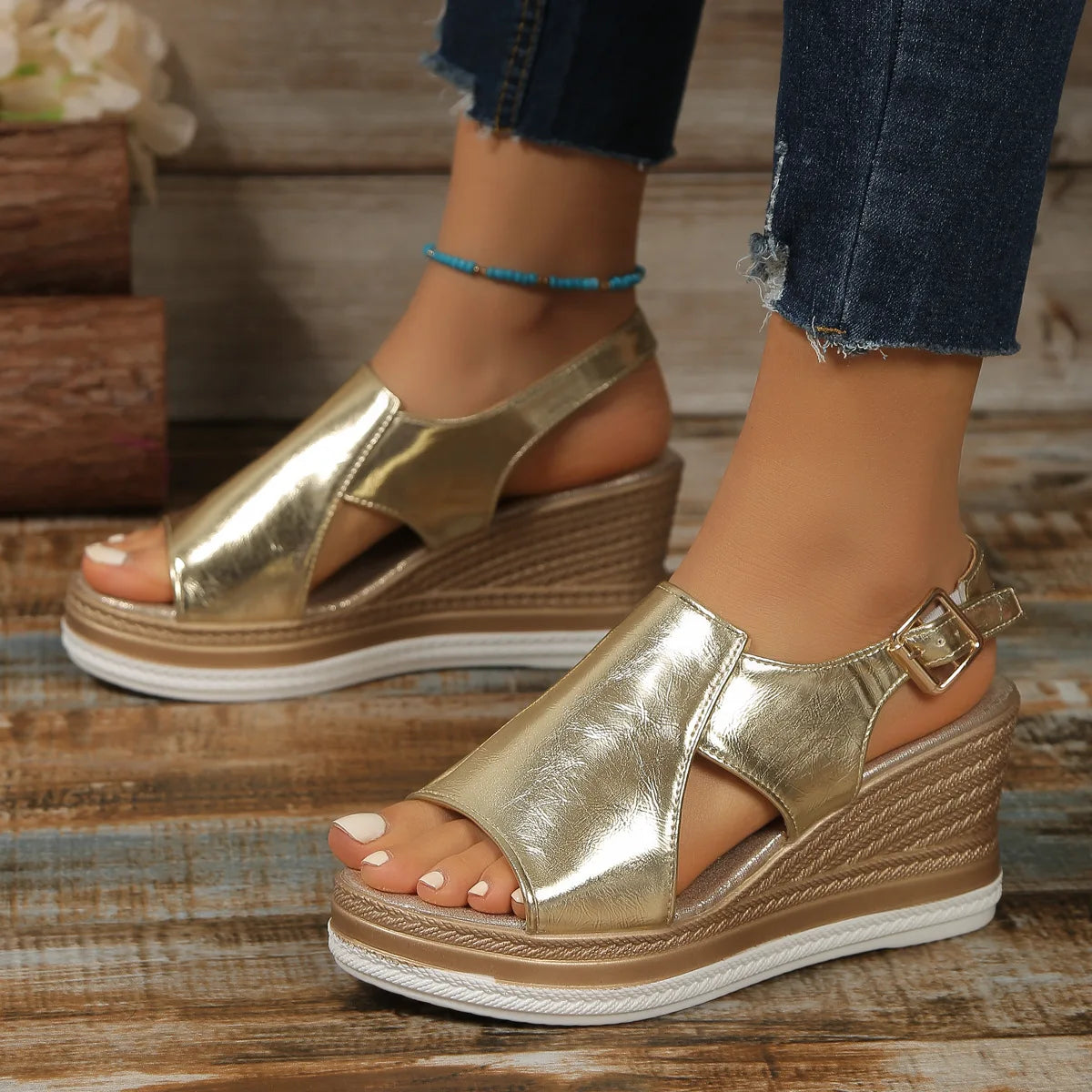 Ltarta Women's Muffin Thick-Sole Wedge Heel Sandals
