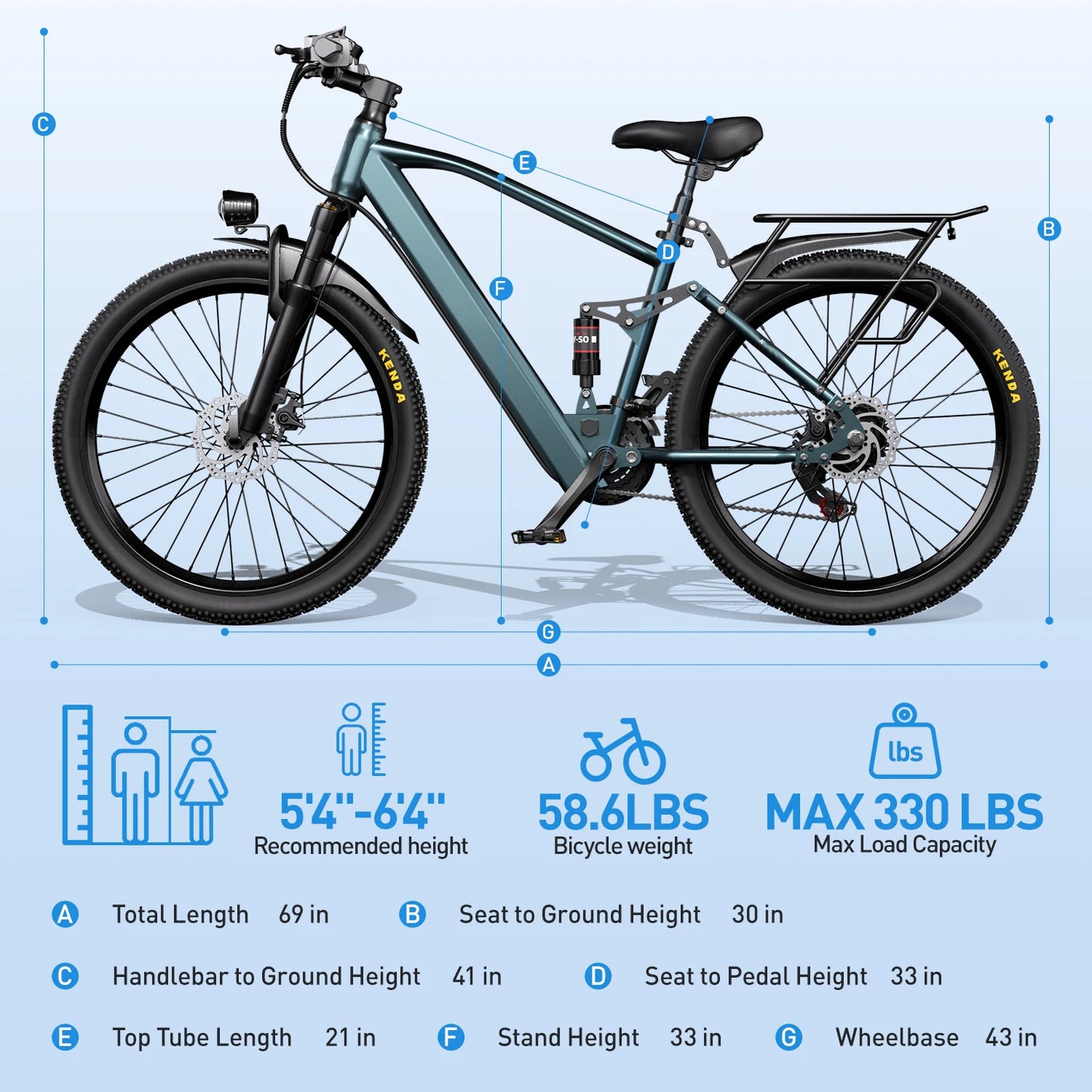 Adults Electric Mountain Bike 36V Battery 500W Motor 21 Speed