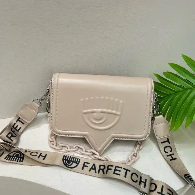 Luxury Brand Designer Bag Women 2024 Hit Embossed Eyes Chain Wide Strap Shoulder Bag Fashion Trend Cute Exquisite Crossbody Bag