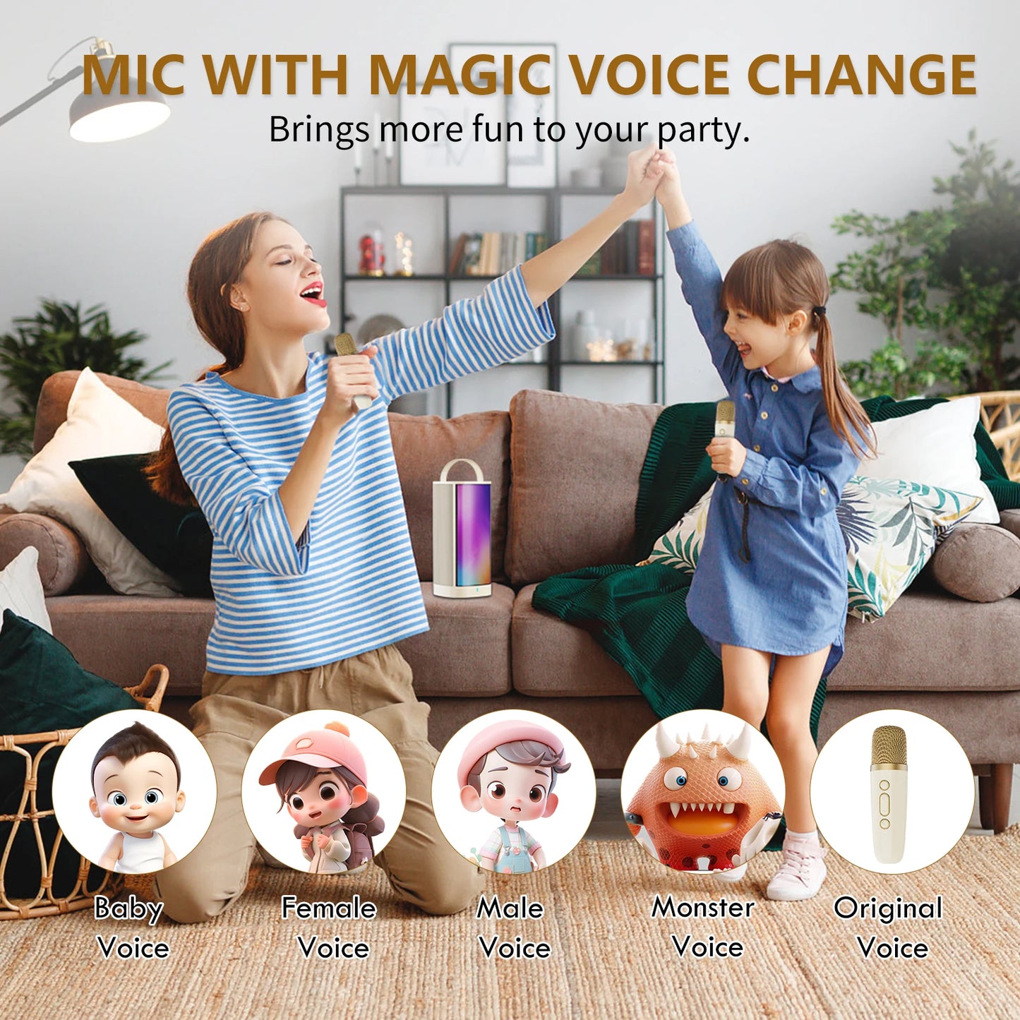 FanFun Bluetooth Karaoke Speaker With 2 Wireless Mics