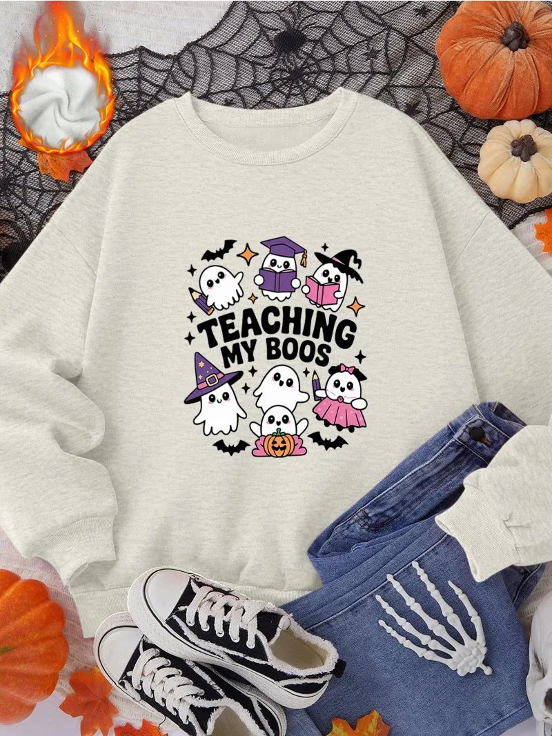 Women Cotton Sweatshirt Casual Trick Or Treat