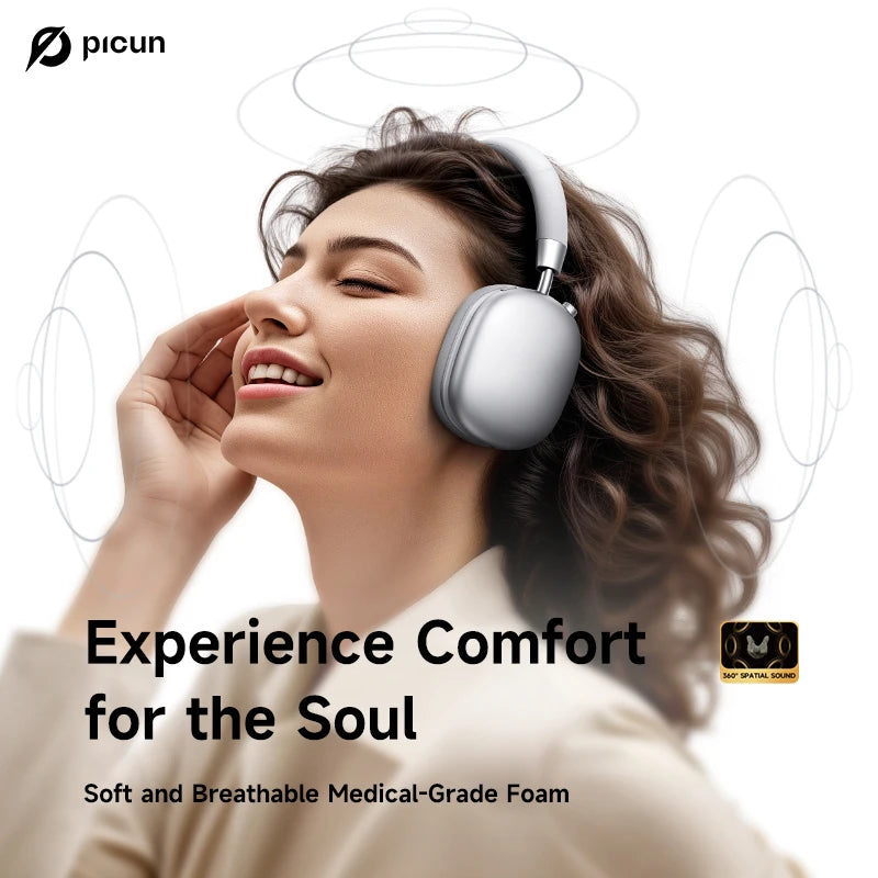 Picun F5 ANC Wireless Bluetooth 5.3 Headphones Hi Res Audio