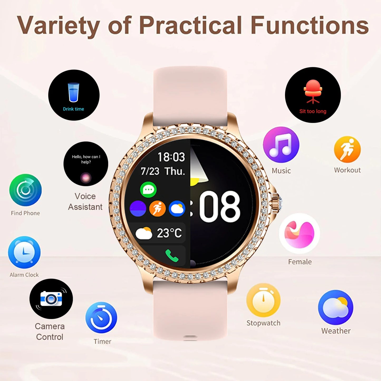 INNOFOVO Smartwatch for Women Touchscreen Fitness Tracker