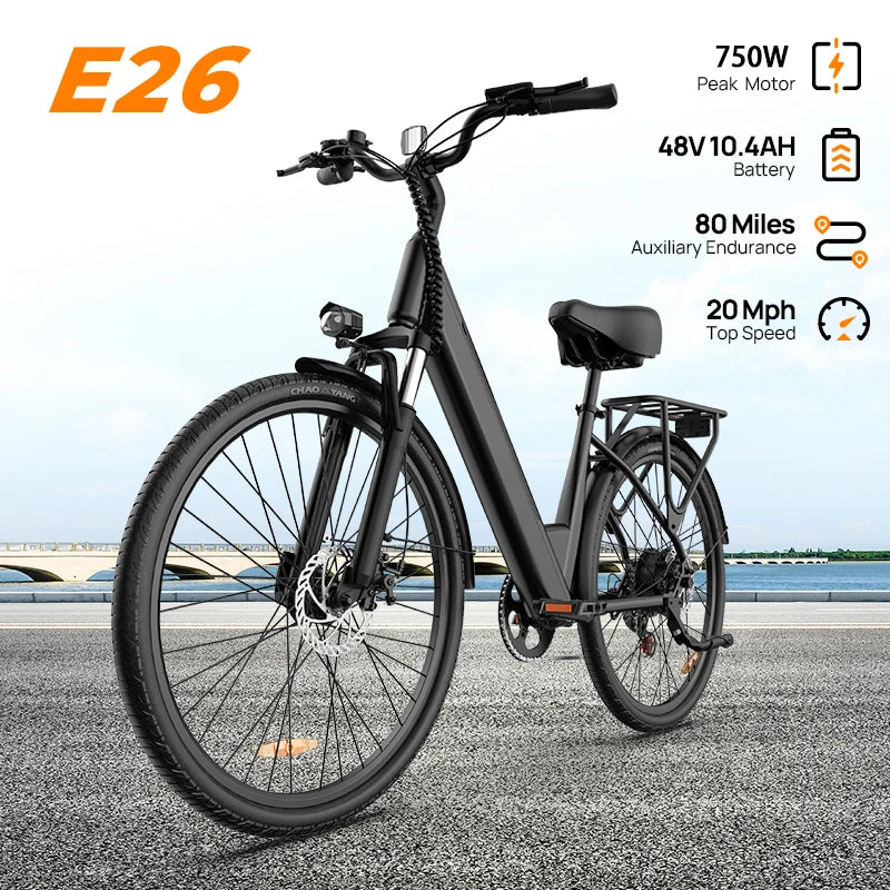 URLIFE PeakPerformanceSeries 750W E26 Electric Bicycle For Adults RemovableLithiumBatteryPack