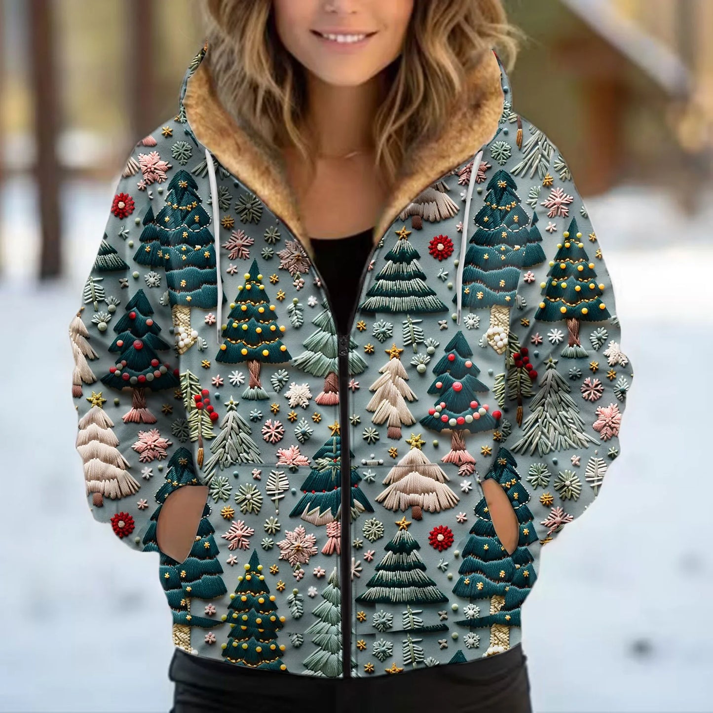 Cozy Hooded Plush Sweatshirt Women Winter Jacket Coat