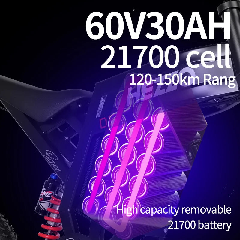 HEZZO D5 Electric Dirt Bike 60V 3000W Fat Tire Ebike