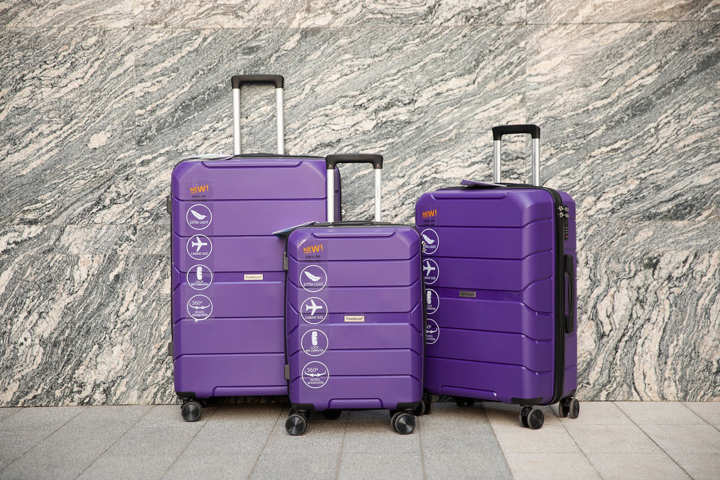 Travelhouse Hardshell Spinner Lightweight Luggage Set With TSA Lock 3-Piece