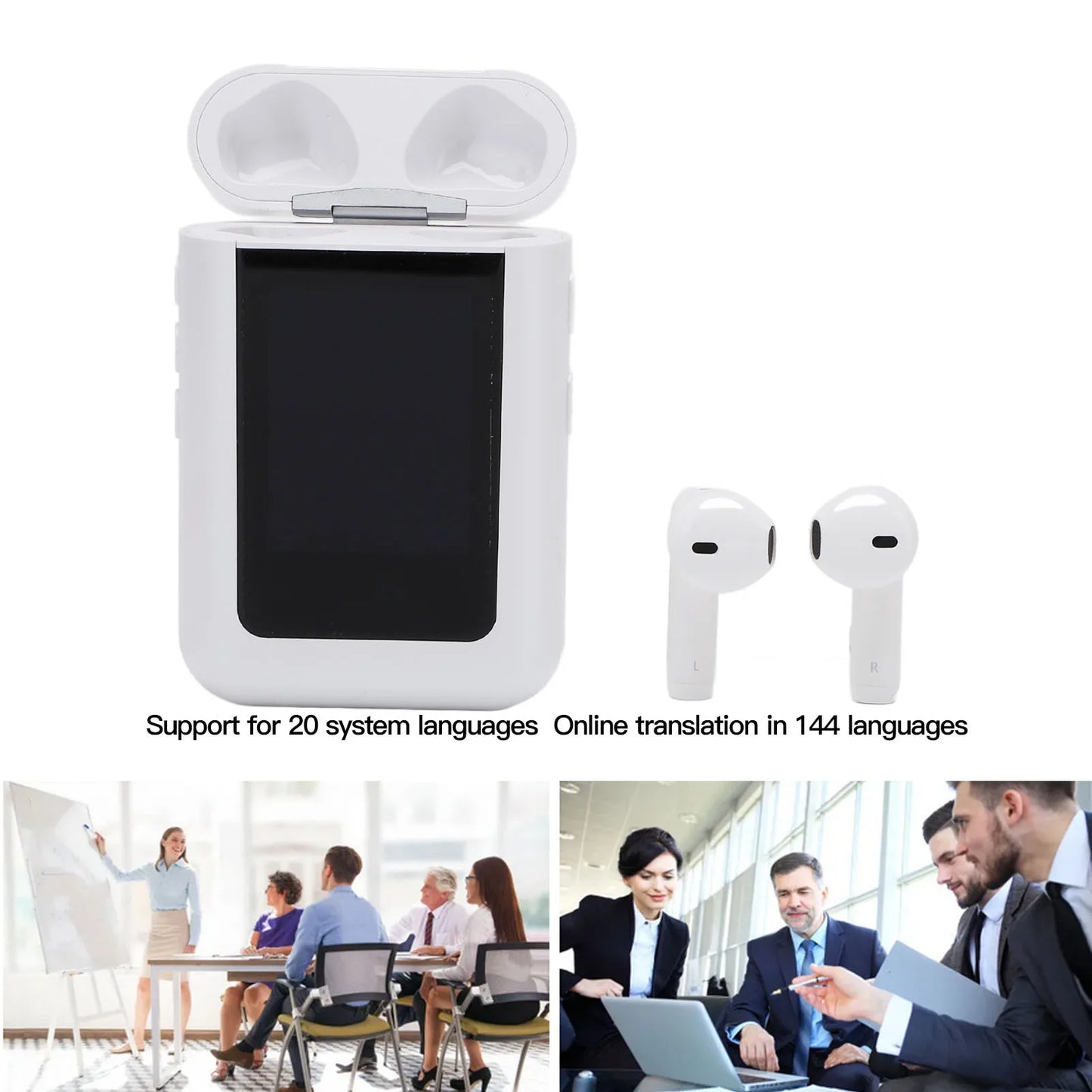Docooler Translator Earbuds LCD Bluetooth 144 Languages