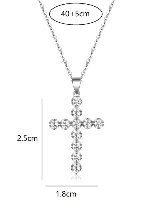 S925 Sterling Silver Moissanite Cross Pendant 18k Gold Plated