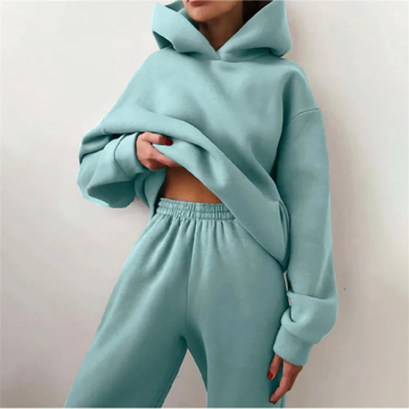 Womens Tracksuit Set Autumn Hoodie Sweatpants