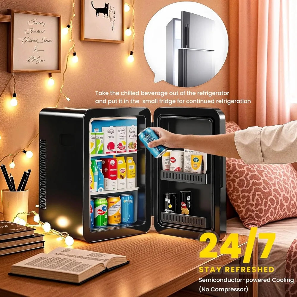 Iosn Mini Fridge Portable Cooler Warmer for Bedroom Desk