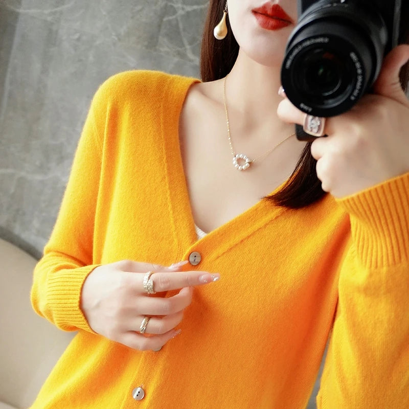 V Neck Cardigan For Women Knit Loose Fit Sweater