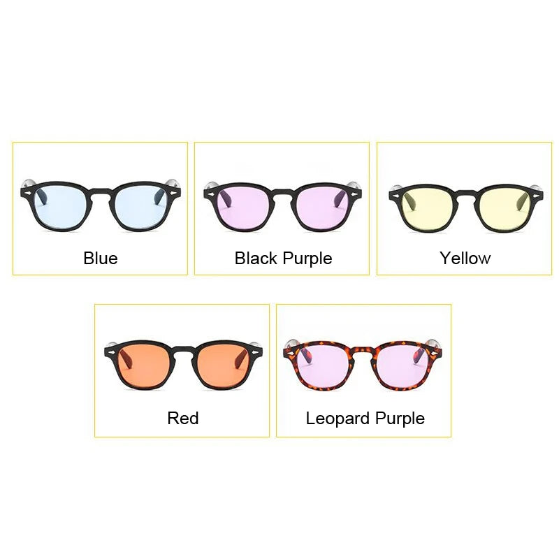 Vintage Johnny Depp Style Round Sunglasses Clear Transparent Ocean Lens Sun Glasses Male Female Brand Designer Oculos De Sol