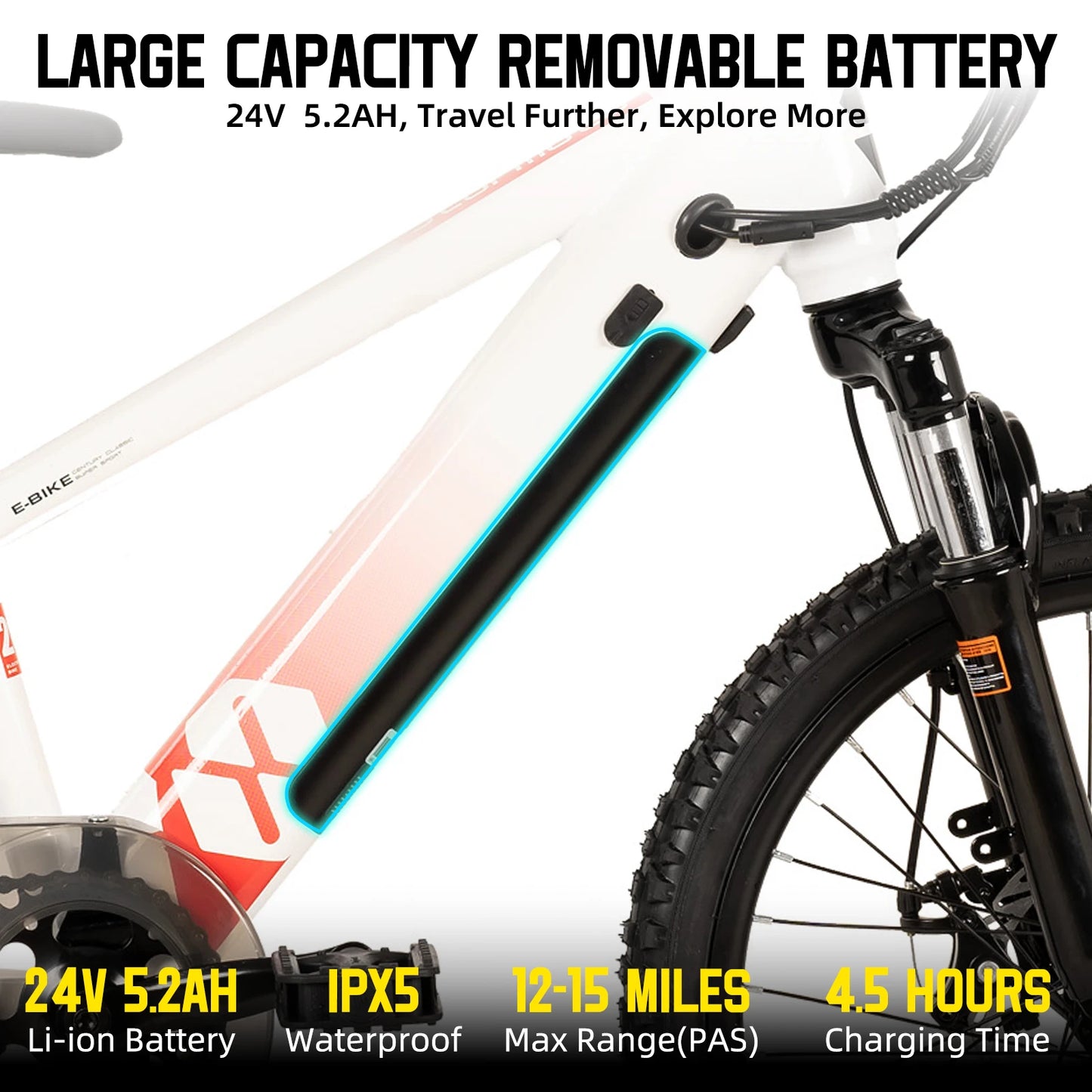 Joystare Electric Bike For Kids And Teens 250W Motor 15 Mile Range 15 MPH Mountain Bike