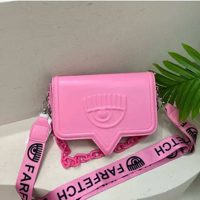 Luxury Brand Designer Bag Women 2024 Hit Embossed Eyes Chain Wide Strap Shoulder Bag Fashion Trend Cute Exquisite Crossbody Bag