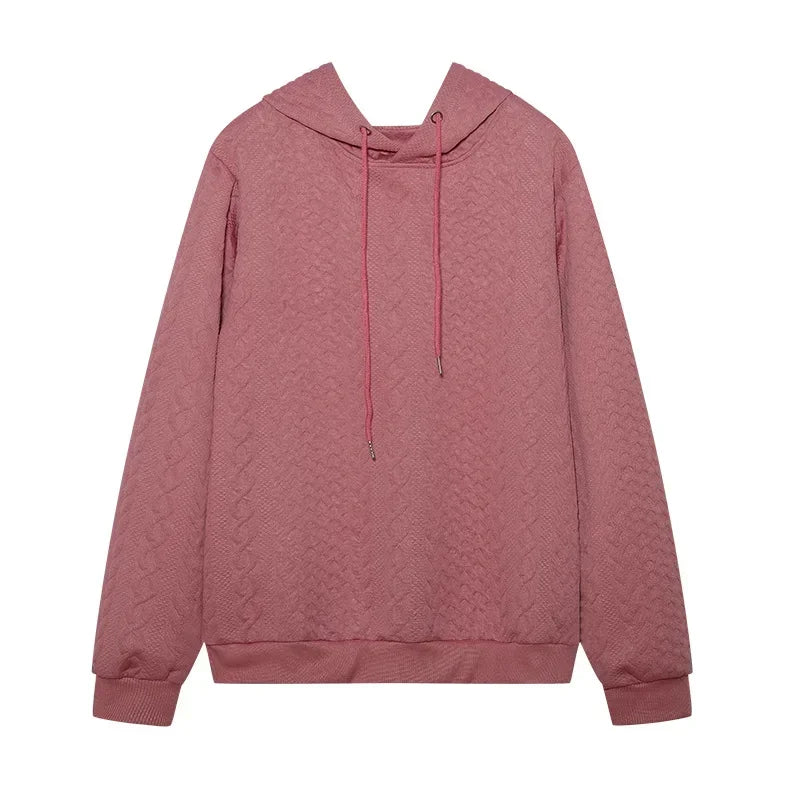 LISMCN PremiumQuality Solid Color Hooded Collar Oversized Long Sleeve KnitwearSweater