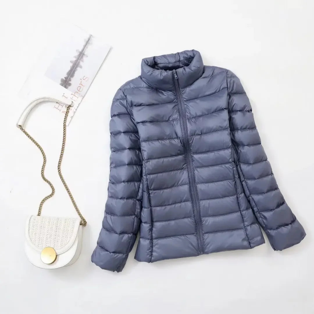 Women Lightweight Puffer Jacket Packable Korean Slim Fit Parka