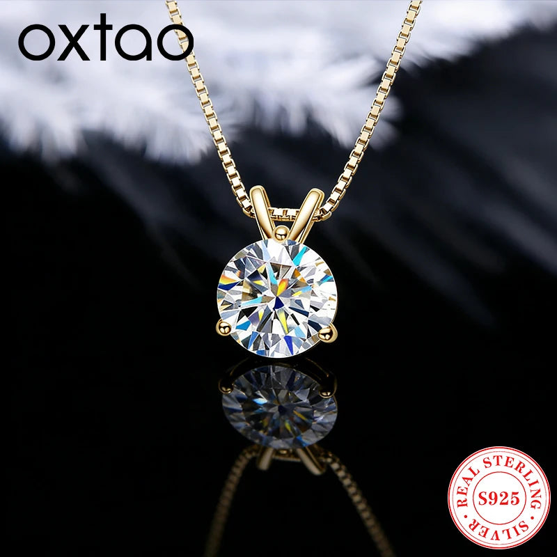 Oxtao Solitaire Moissanite Pendant Necklace For Women