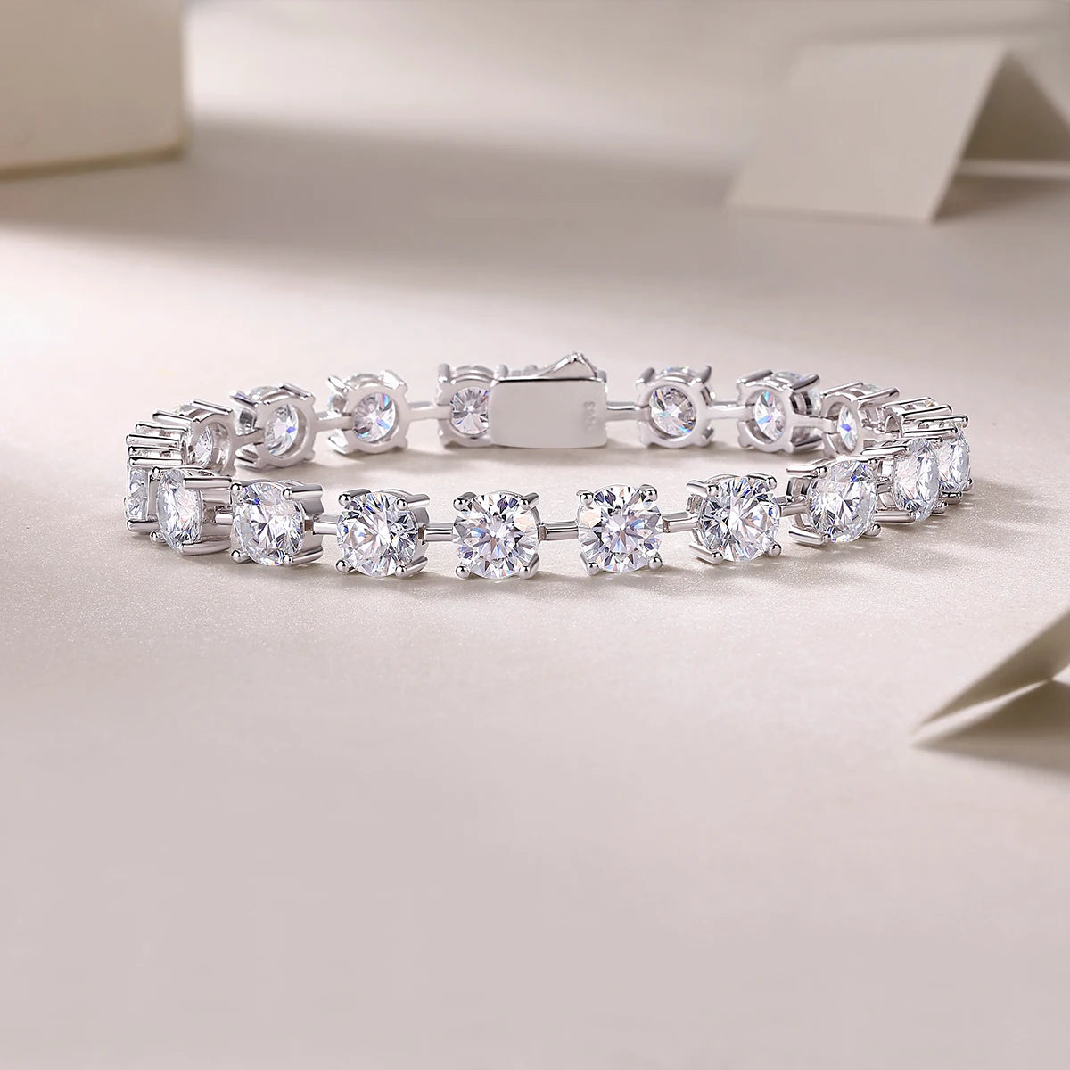 Jiuzuan Moissanite Tennis Bracelet 925 Silver 18K Gold