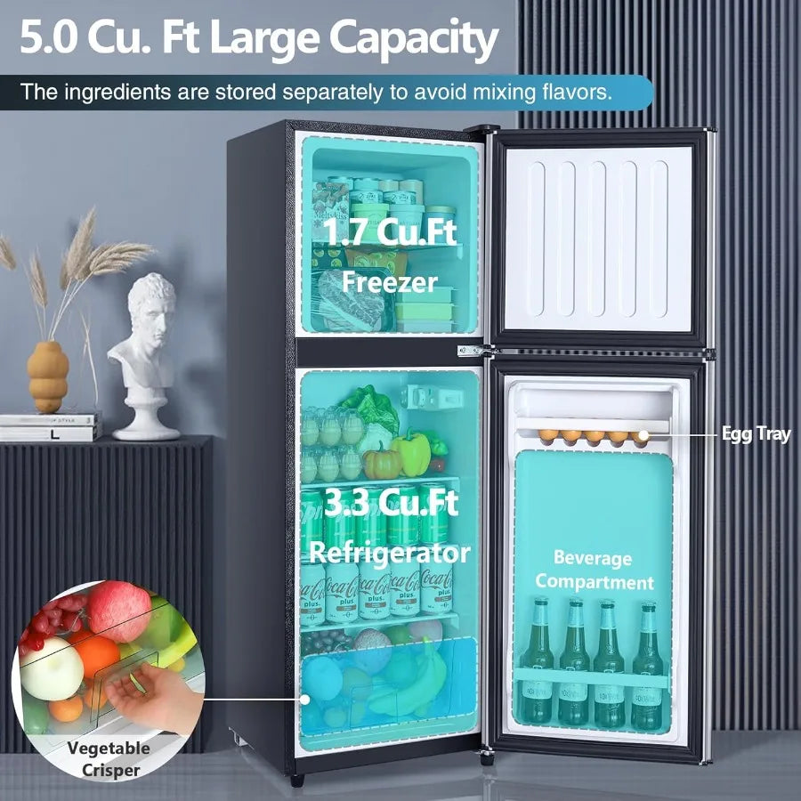 XMSJ Dual Door Refrigerator With Freezer 7 Temperature Settings