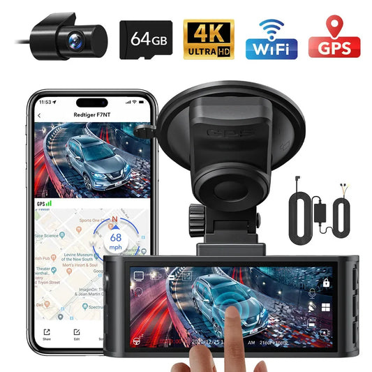 Redtig 4K Dashboard Camera Front And Rear WiFi Car DVR