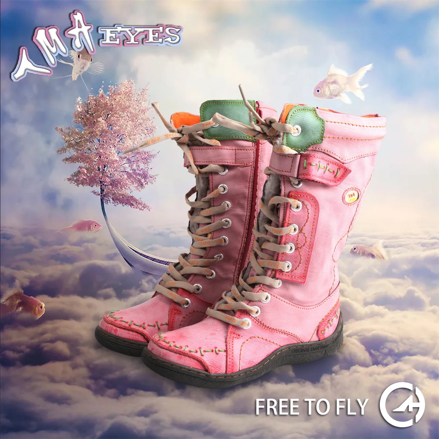 TMA EYES Long Warm Leather Women's Boots In Winter With Solid Color Hand Stitching