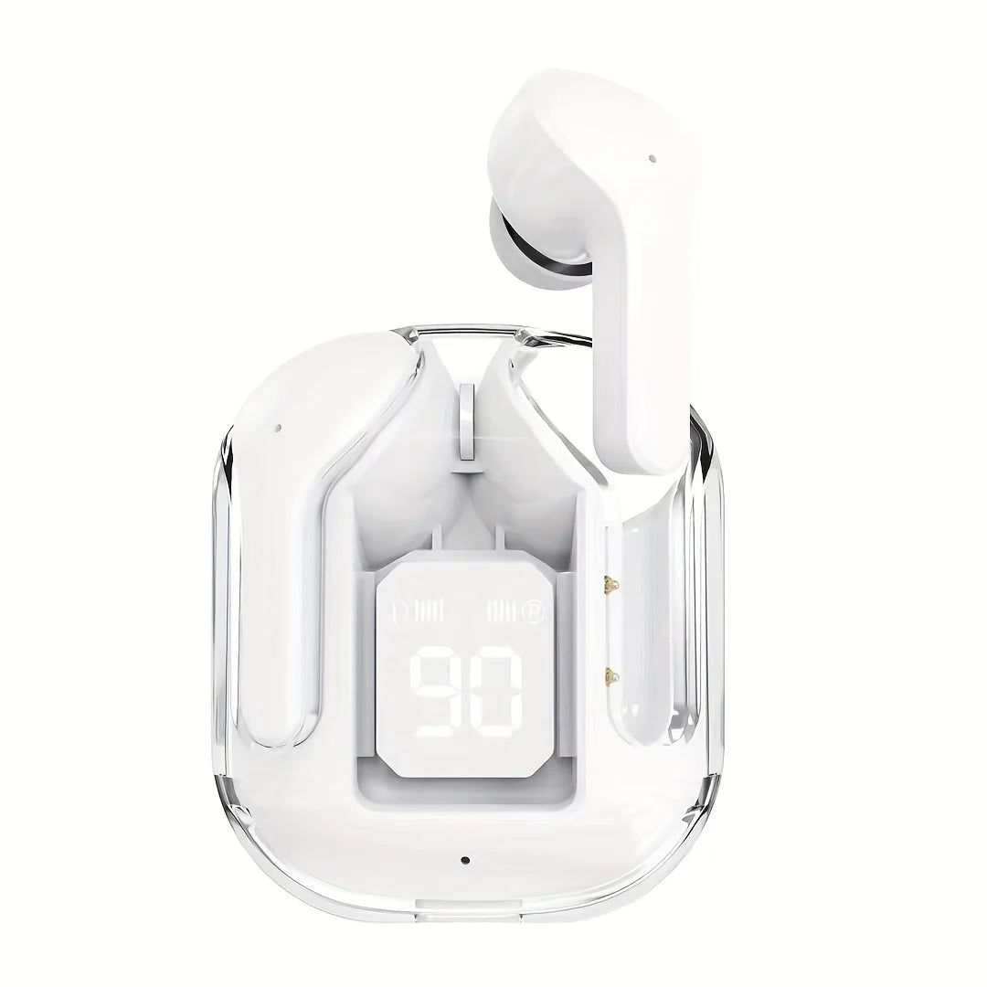 Wireless Earbuds Bluetooth 5.3 LED Case Transparent Design USB C