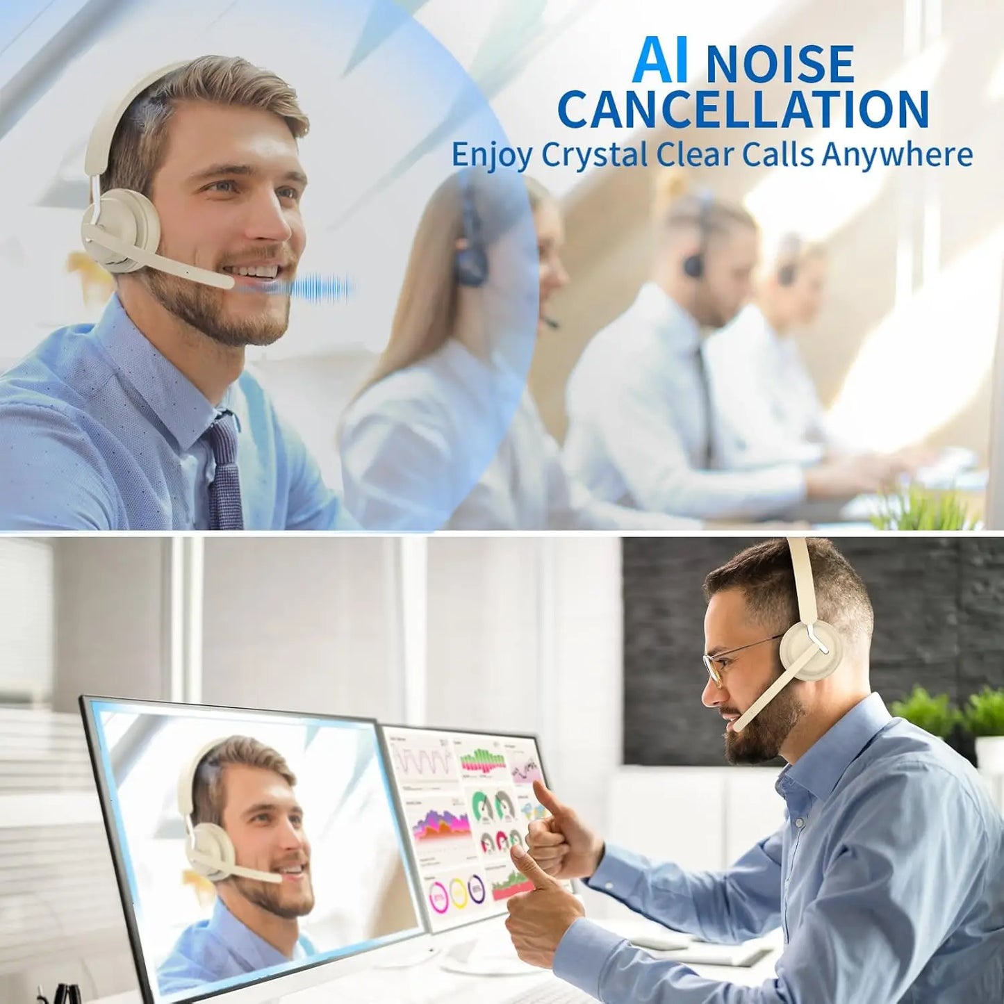 AWATRUE EH11 Wireless Bluetooth Headset With Charging Base