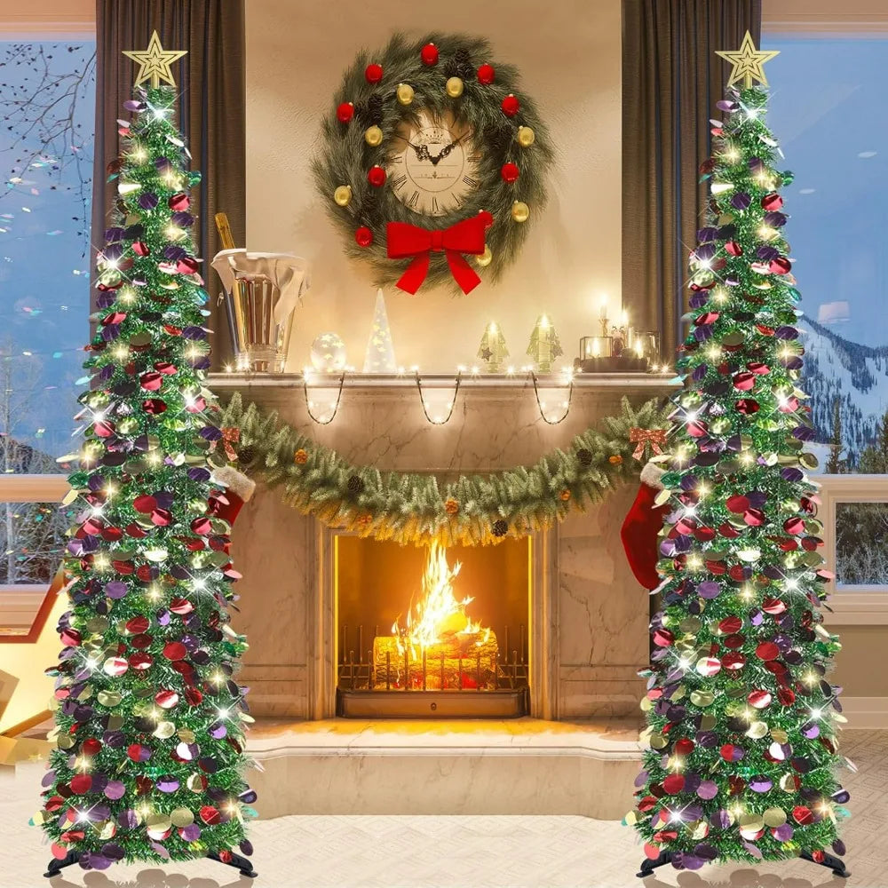 HMASYO Pop-Up Christmas Tree With 100 LED Lights And Remote