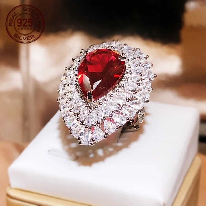 WPOOCC 925 Silver Ring For Women Zircon Fashion Jewelry Gift