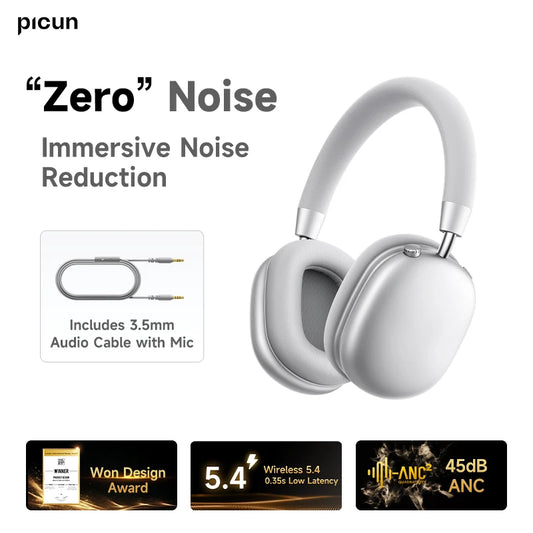 Picun F5 ANC Wireless Bluetooth 5.3 Headphones Hi Res Audio