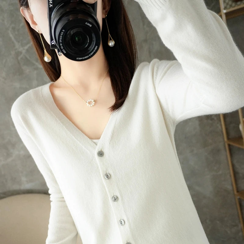 V Neck Cardigan For Women Knit Loose Fit Sweater