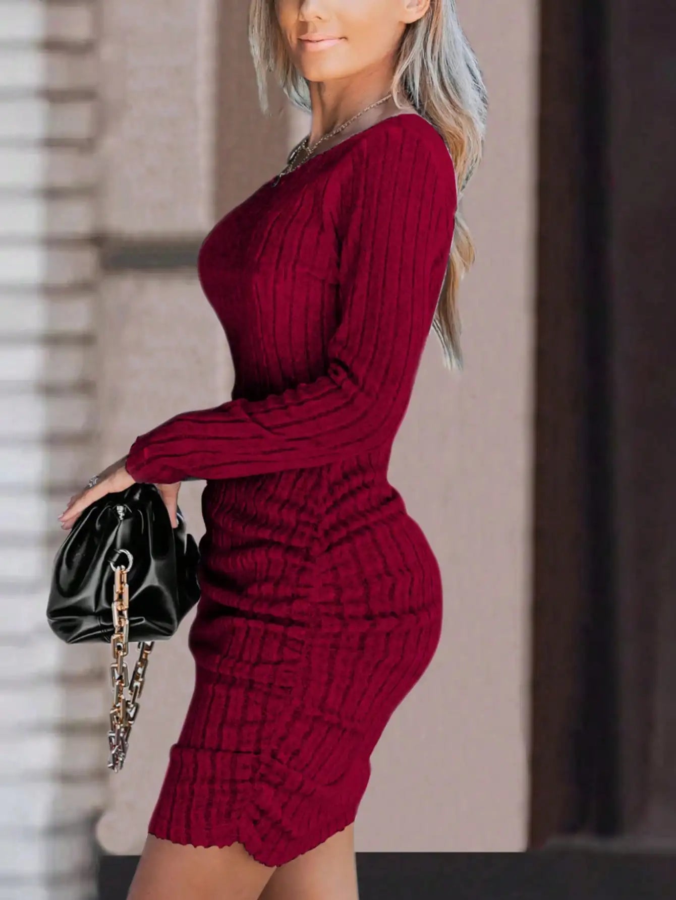 Off Shoulder Long Sleeve Bodycon Dress For Women