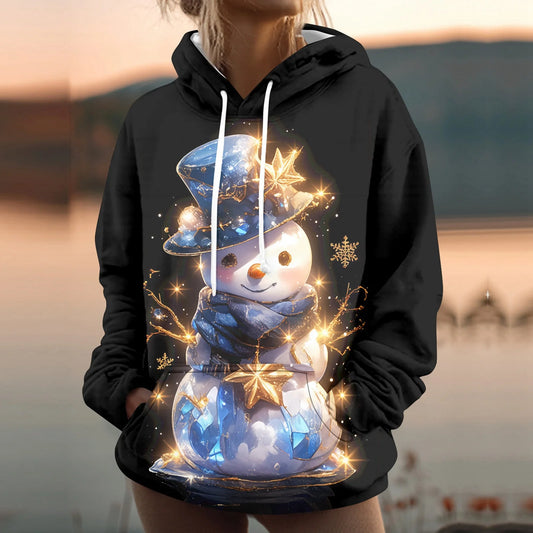 Womens Hooded Sweatshirt Printed Casual With Pockets