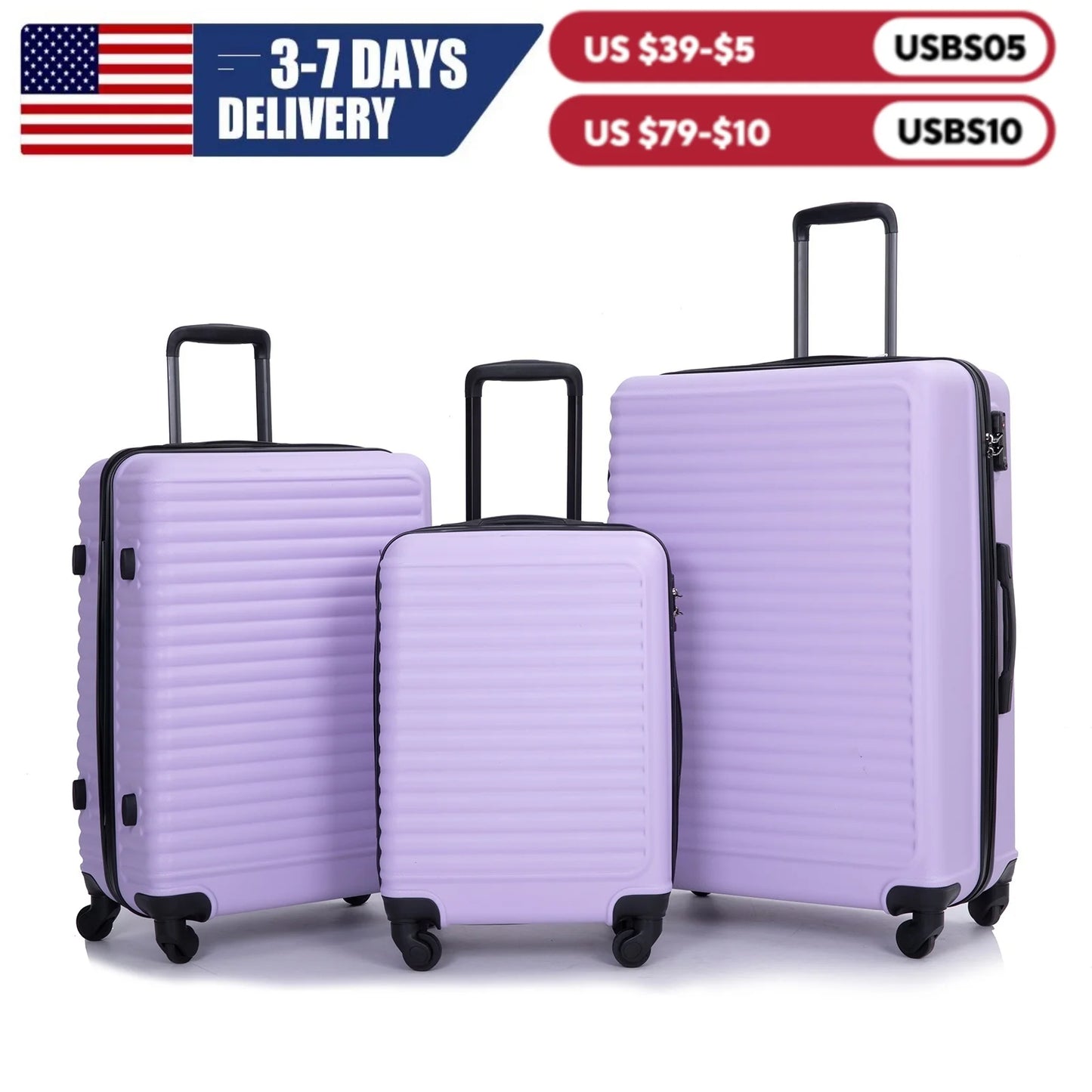 Travelhouse 3 Piece Hardside Luggage Set With TSA Lock