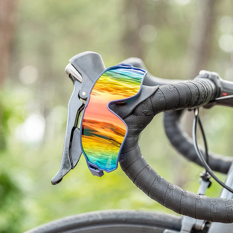 ROCKBROS Unisex Polarized Photochromic UV400 Cycling Glasses with Myopic Frames - Outdoor Wind & Sand Proof Bicycle Sports Gear