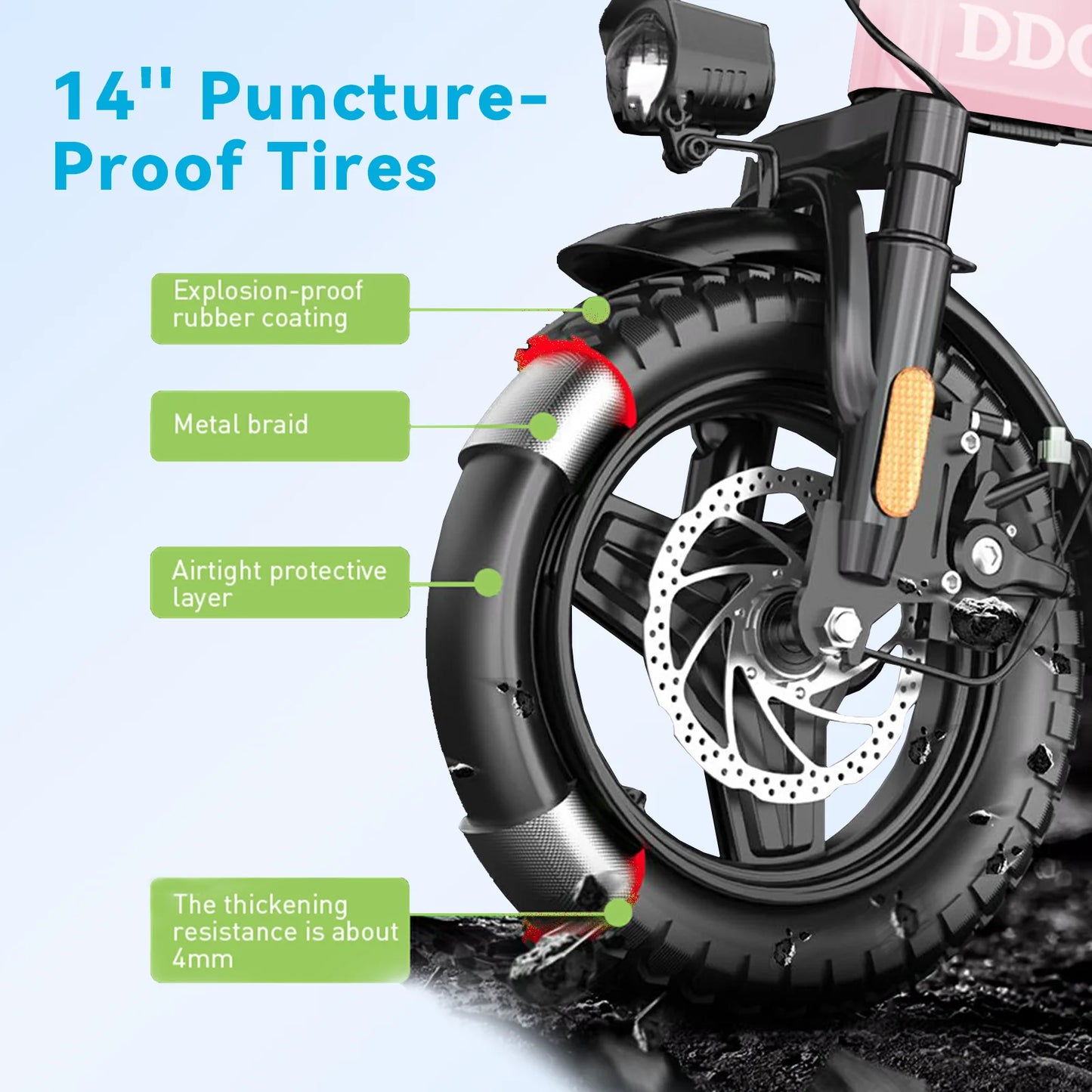 DDC SPORT Folding Electric Bike With 48V 14Ah Removable Battery