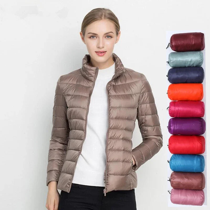 Women Lightweight Puffer Jacket Packable Korean Slim Fit Parka