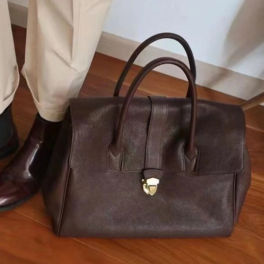 Large Tote Bag for Women Solid Color Handbag PU Leather Work Bag Commuter Purse for Travel Shopping