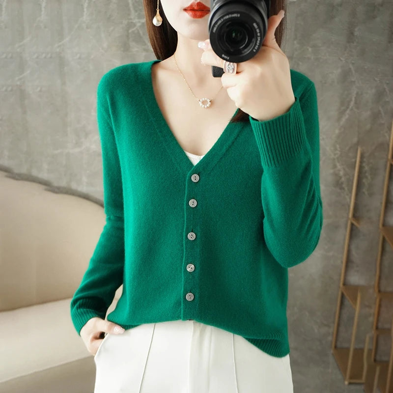 V Neck Cardigan For Women Knit Loose Fit Sweater