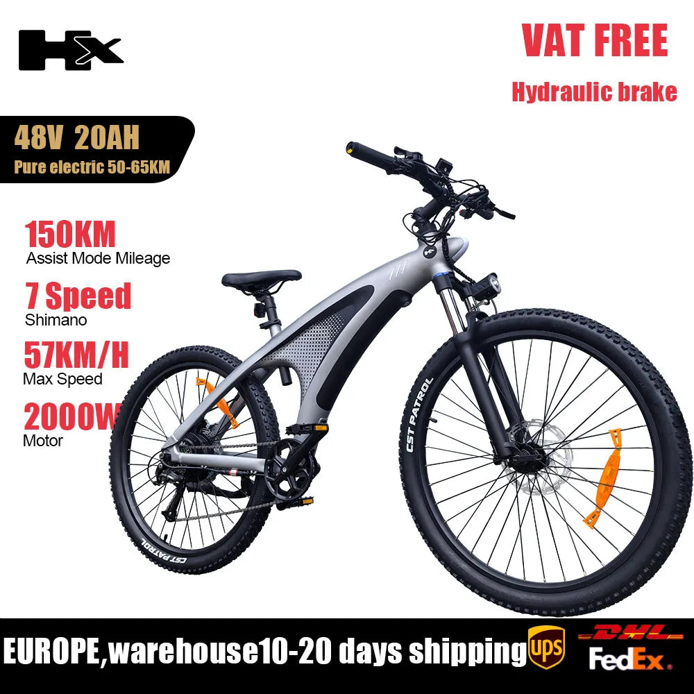 HUANCI HX Q5 2000W Electric Mountain Bike With Removable Battery Dual Hydraulic Brakes
