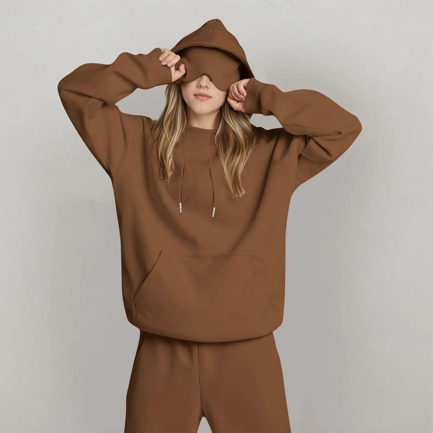 Unisex Hooded Sweatshirt With Built In Eye Mask Pullover