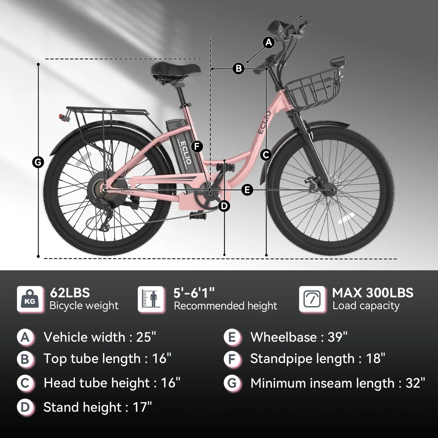 DDC SPORT Electric City Cruiser Ebike 1000W Peak Motor