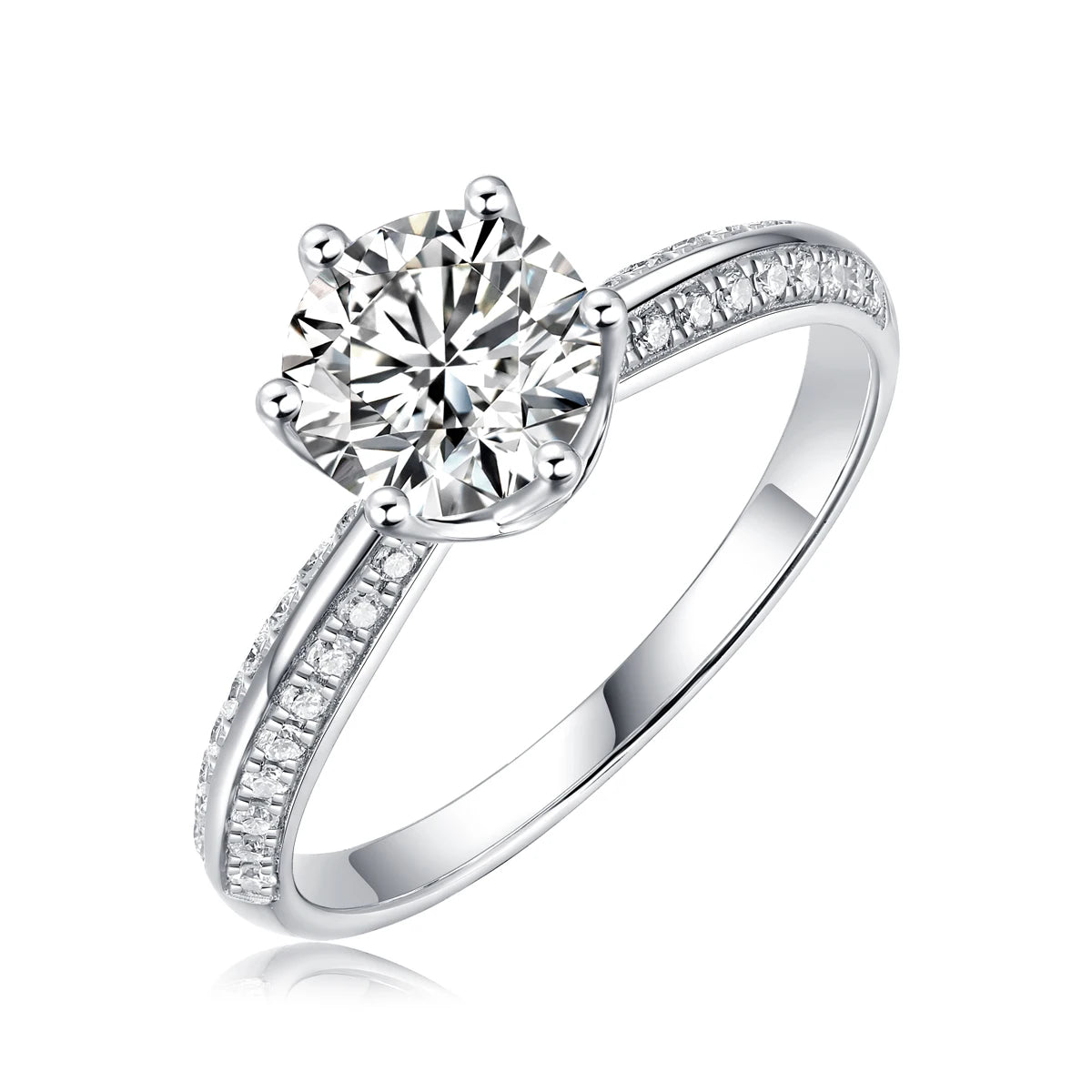 Moissanite Ring 925 Sterling Silver 18K Gold Plated GRA