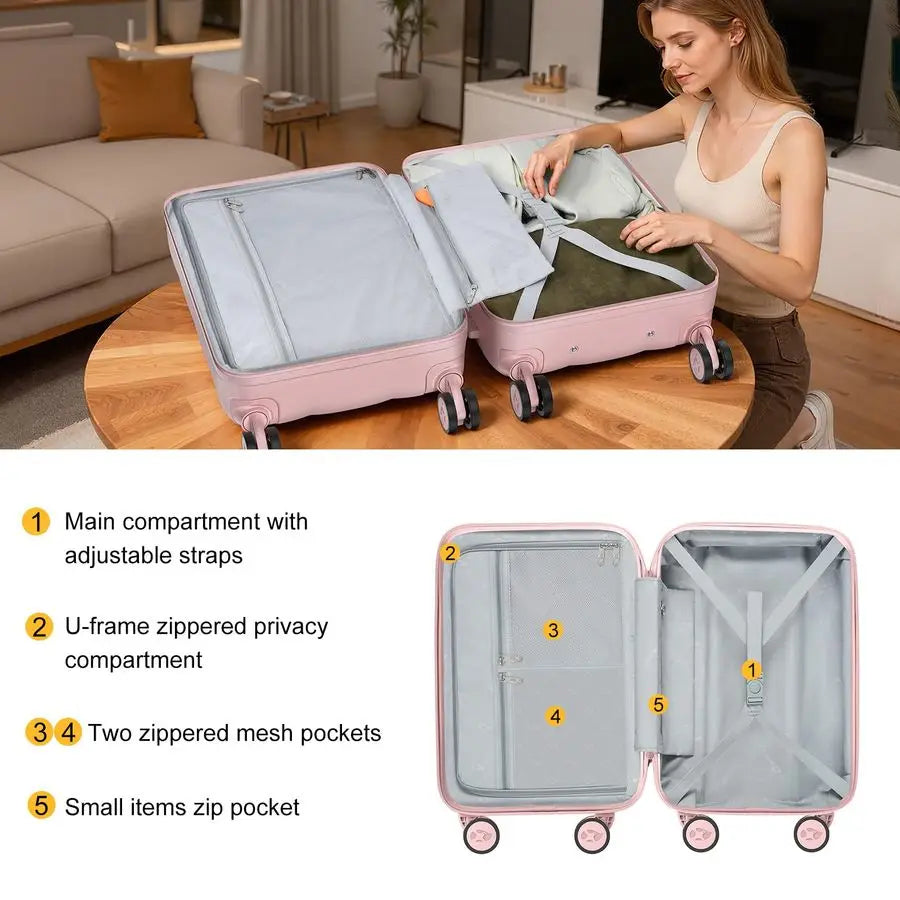 XMSJ Carry On Luggage With Wheels Lightweight Hardside TSA Approved