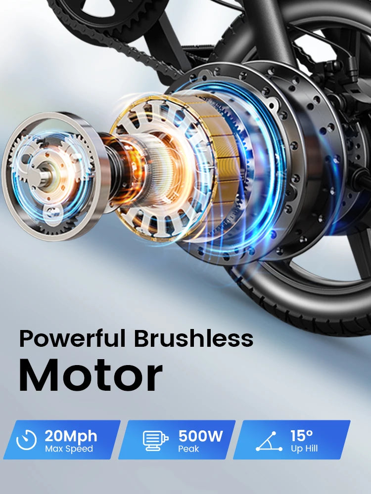 DYU D3F Mini Electric Bicycle With 500W Peak Motor 36V 7.8Ah Lithium Battery City Commuter