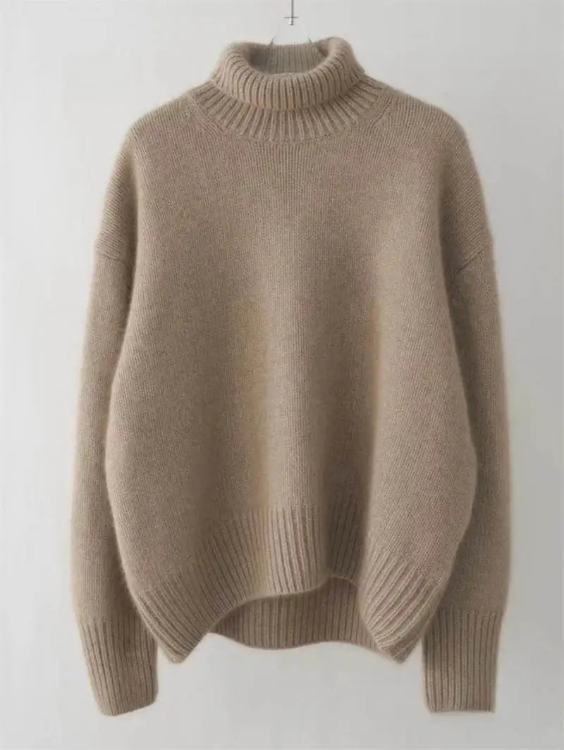100% Wool Turtleneck Pullover Sweater For Women