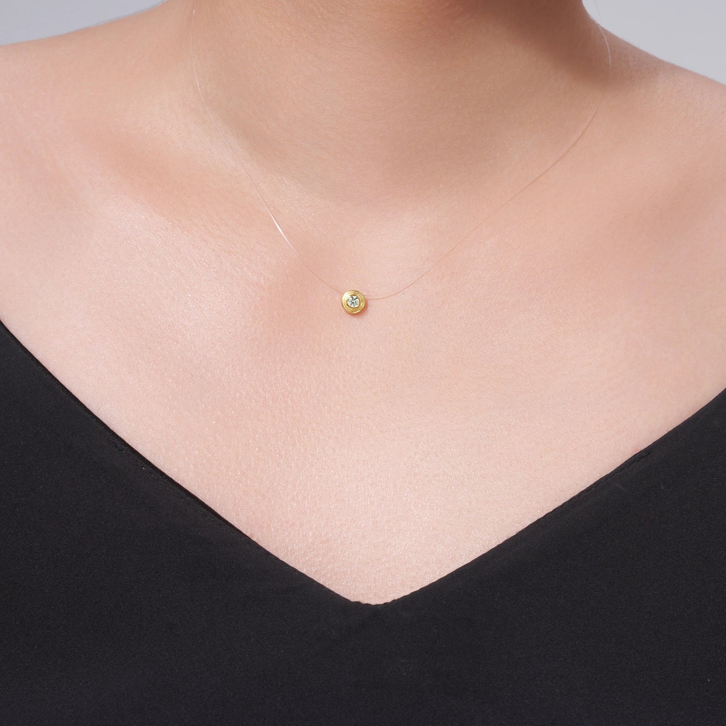 Round Moissanite Necklace S925 Silver 18K Gold Plated Jewelry
