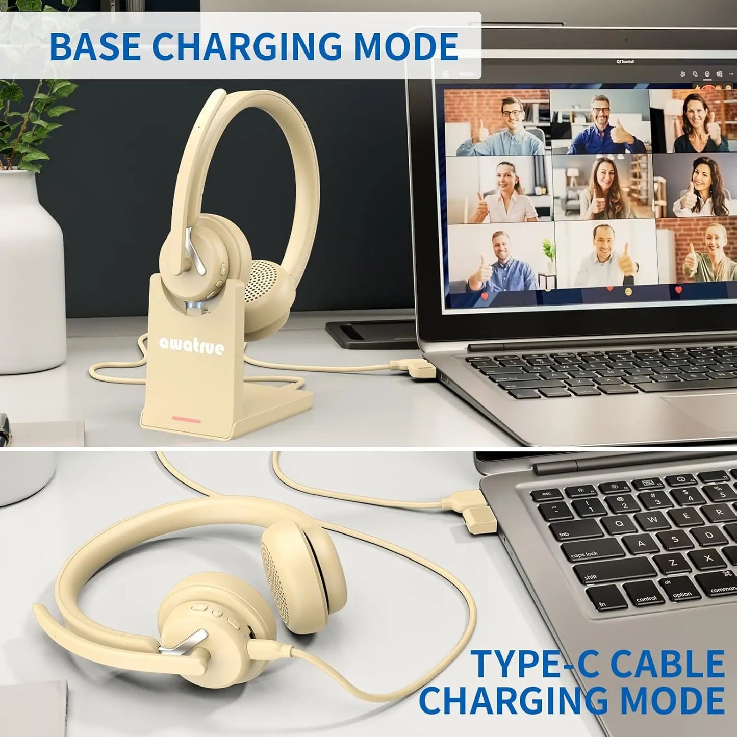 AWATRUE EH11 Wireless Bluetooth Headset With Charging Base