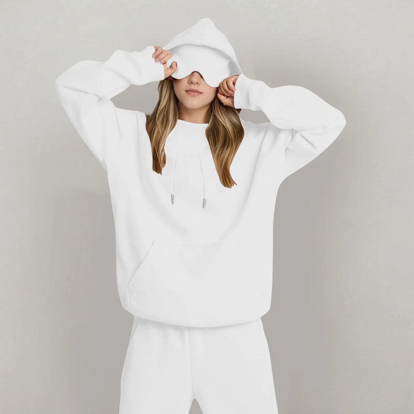 Unisex Hooded Sweatshirt With Built In Eye Mask Pullover